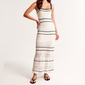 Women's Abercrombie & Fitch Crochet-Style Maxi Dress in Black Size XXSP Petite